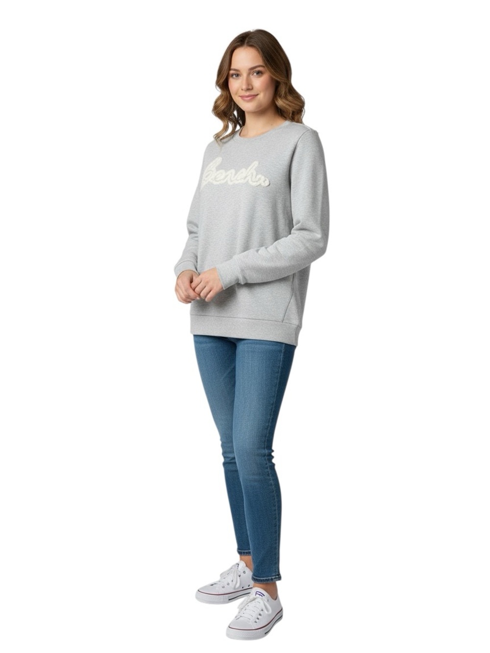 Bench Light Gray Crewneck Sweatshirt with Script Logo Size XL